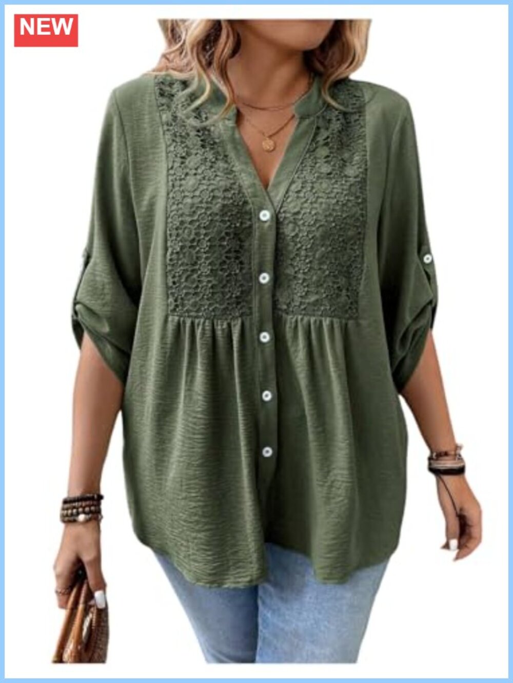Plus Size Boho Button Down Blouse Floral Babydoll Tunic Top
